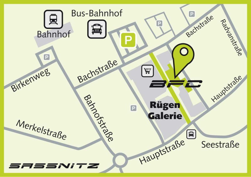 Anfahr BFC Sassnitz in der t Rügen Galerie Sassnitz